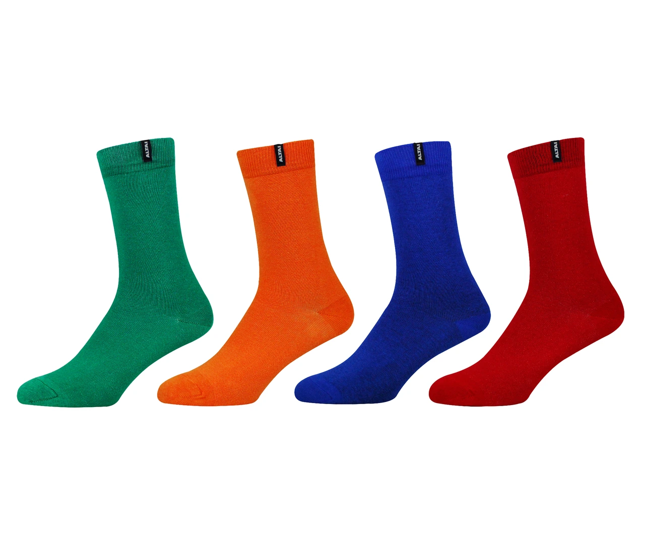 Meias Altai caneladas nas cores verde, laranja, azul e vermelho